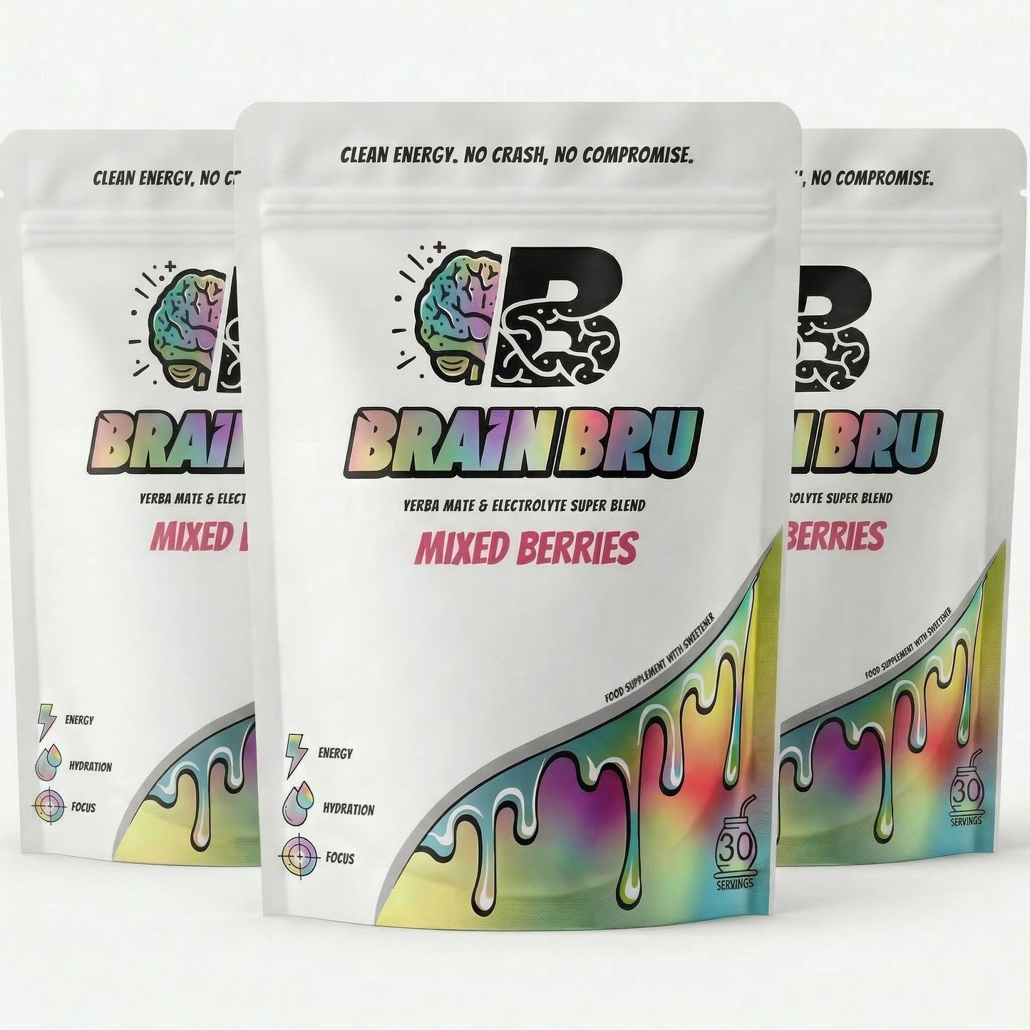 3x Brain Bru Pouches